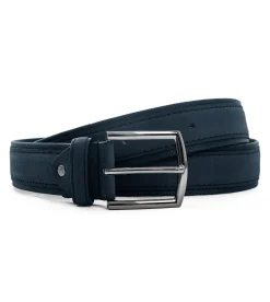 Cintura Uomo Larga Cinta Fibbia in Metallo Regolabile Eco Camoscio Tinta Unita Blu GIOSAL-A2121A