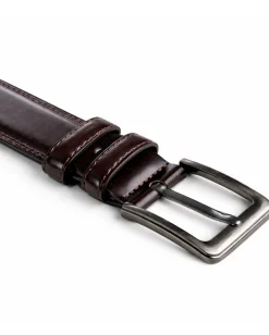 Cintura uomo pelle doppia cucitura fibbia in metallo tinta unita marrone GIOSAL-A2143A