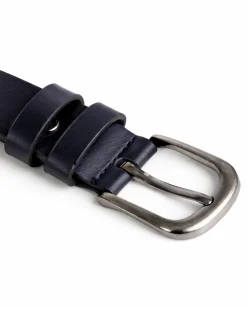 Cintura uomo pelle liscia con fibbia in metallo scuro tinta unita blu GIOSAL-A2141A