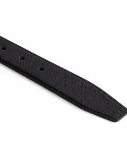 Cintura uomo saffiano tessuto doppia cucitura fibbia in metallo scuro tinta unita nero GIOSAL-A2145A