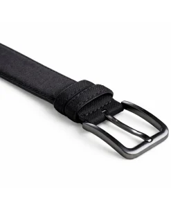 Cintura uomo saffiano tessuto doppia cucitura fibbia in metallo scuro tinta unita nero GIOSAL-A2145A