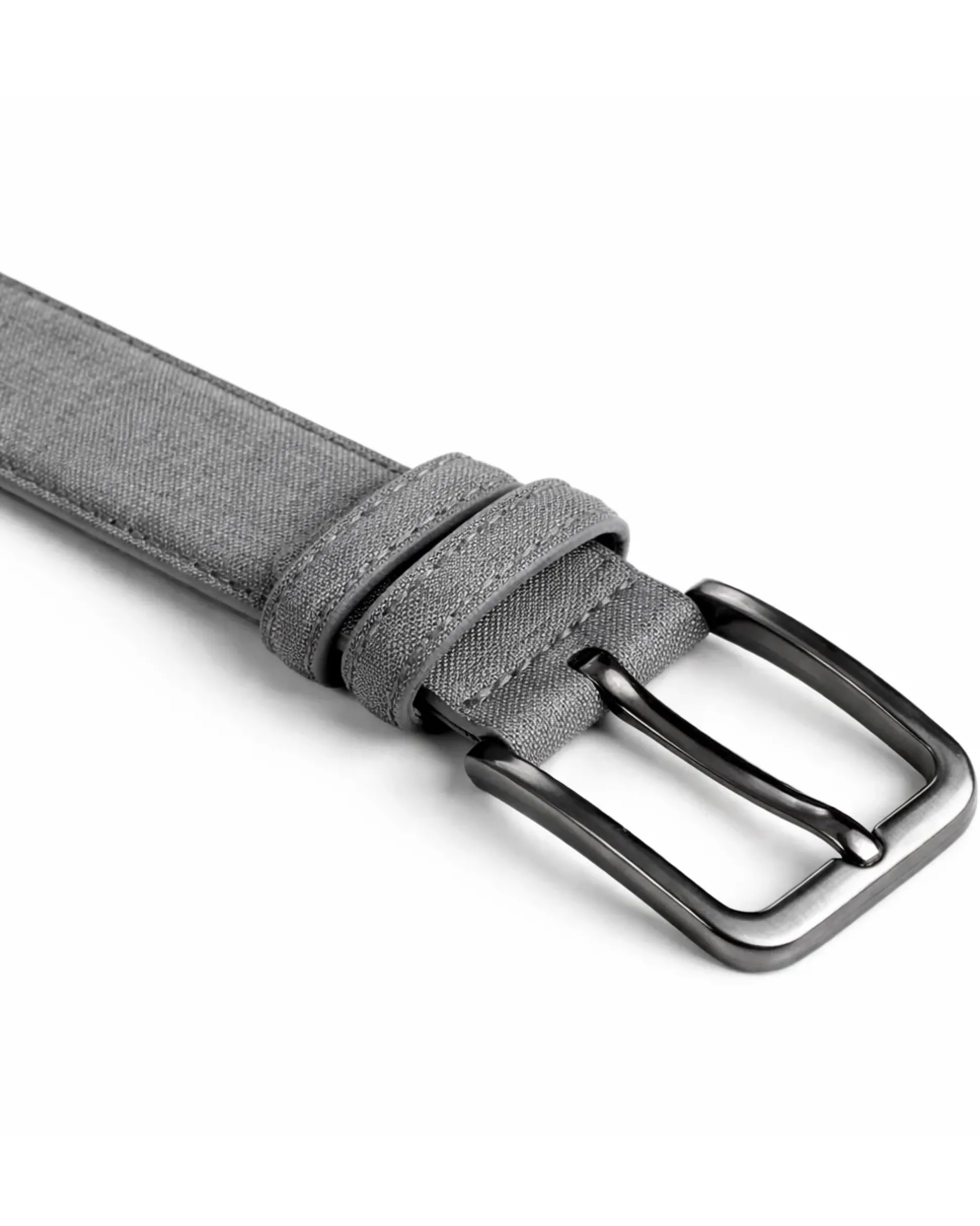 Cintura uomo saffiano tessuto doppia cucitura fibbia in metallo scuro tinta unita grigio GIOSAL-A2144A