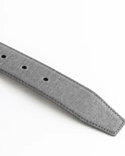 Cintura uomo saffiano tessuto doppia cucitura fibbia in metallo scuro tinta unita grigio GIOSAL-A2144A