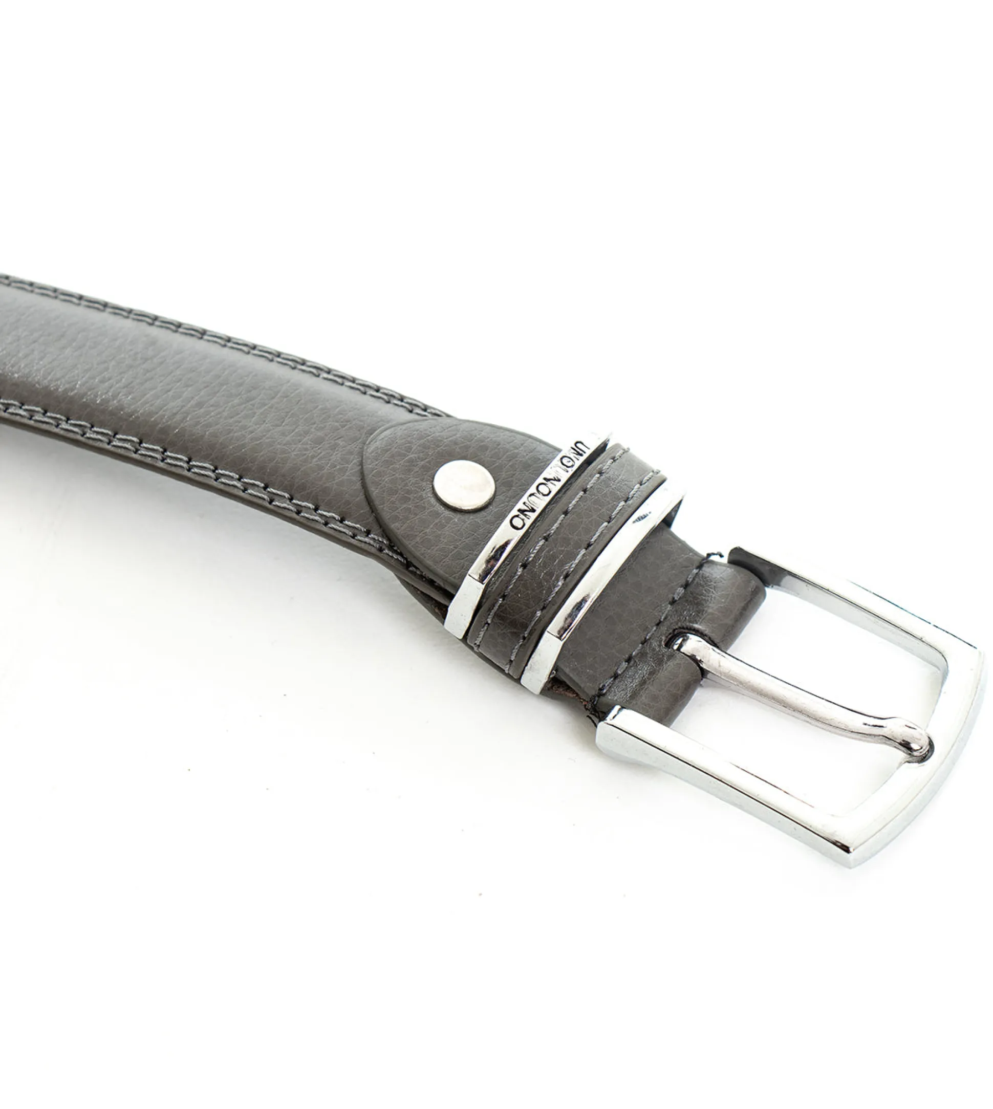 Cintura Uomo Stretta Cinta Fibbia in Metallo Regolabile Grigio Ecopelle Martellata GIOSAL-A2074A