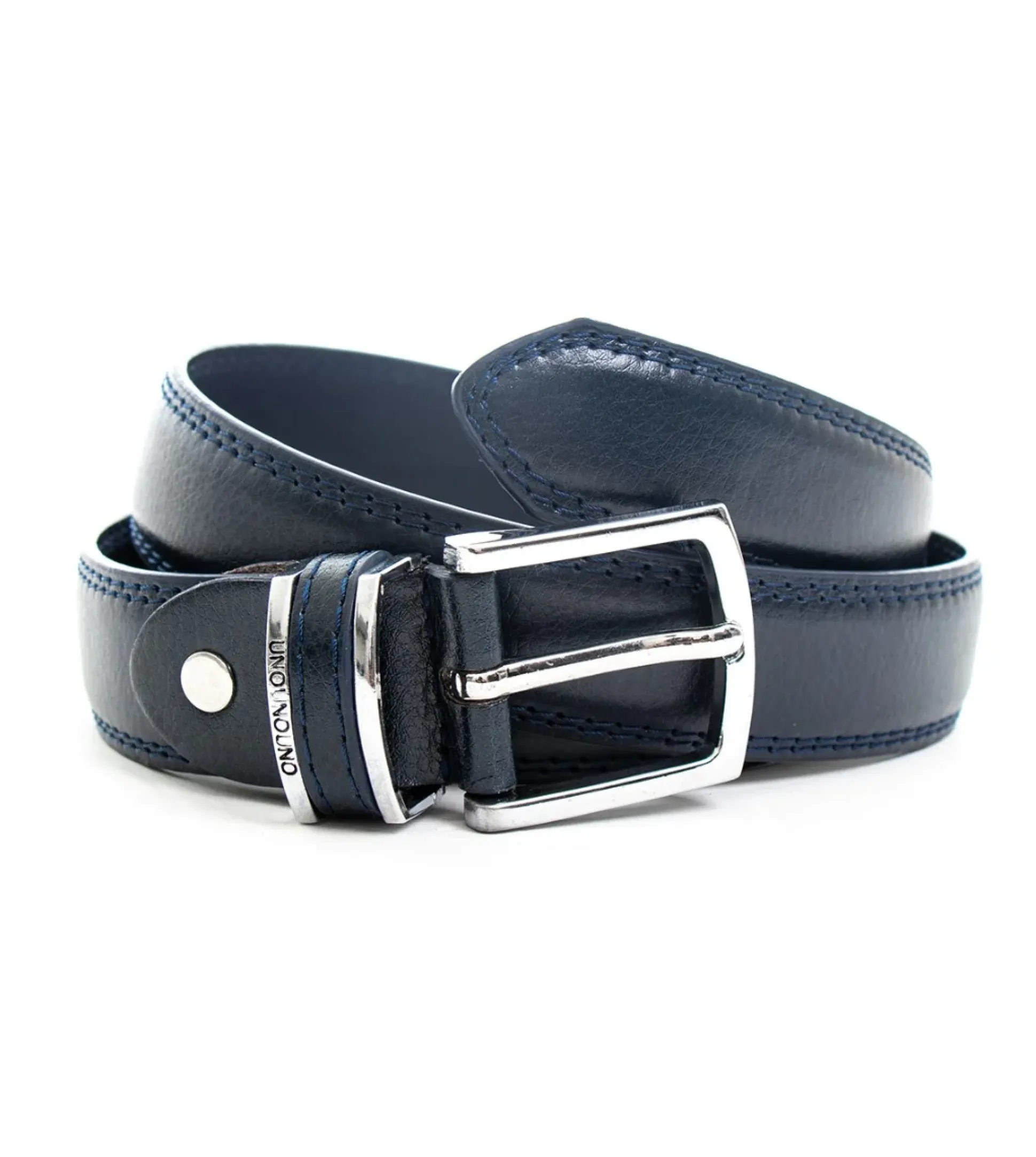 Cintura Uomo Stretta Cinta Fibbia in Metallo Regolabile Blu Ecopelle Martellata GIOSAL-A2072A