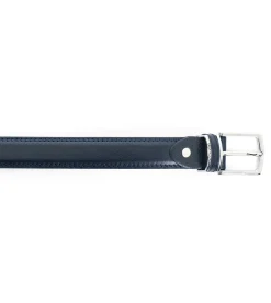Cintura Uomo Stretta Cinta Fibbia in Metallo Regolabile Blu Ecopelle Martellata GIOSAL-A2072A