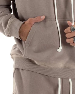 Completo Tuta Uomo Slavato Caldo Cotone Tracksuit Felpa Pantaloni Cargo Fango OU2477A