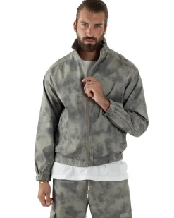 Coordinato Tuta Giacca Giubbotto Pantaloni Baggy Cargo Tie Dye Verde OU2530A
