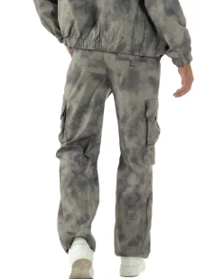 Coordinato Tuta Giacca Giubbotto Pantaloni Baggy Cargo Tie Dye Verde OU2530A