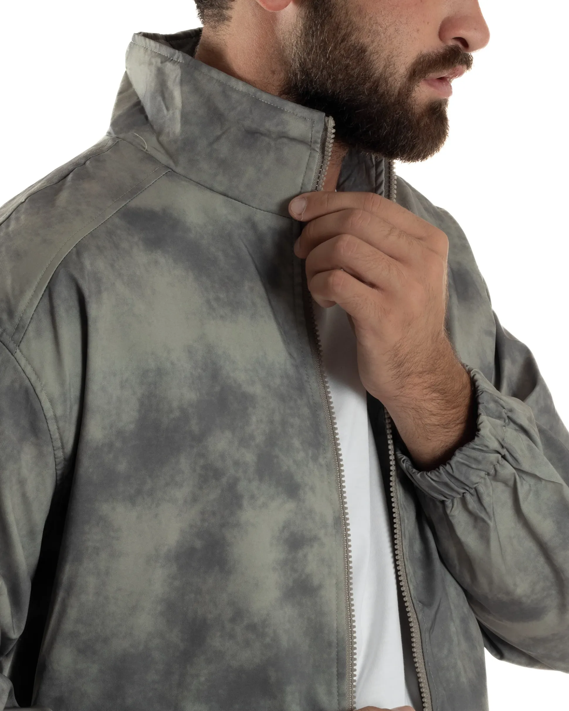 Coordinato Tuta Giacca Giubbotto Pantaloni Baggy Cargo Tie Dye Verde OU2530A