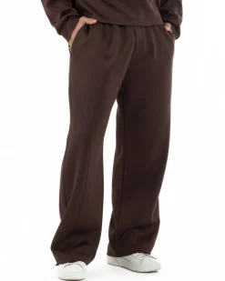 Coordinato tuta uomo viscosa felpa boxy crop pantaloni baggy marrone GIOSAL-OU2553A