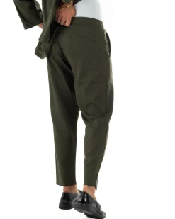 Coordinato uomo completo lino giacca kimono verde GIOSAL-OU2565A