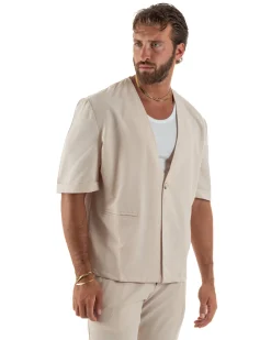 Coordinato uomo completo viscosa regular fit beige GIOSAL-OU2574A