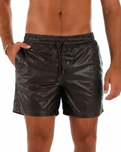 Costume da bagno bermuda mare uomo boxer lucido coulisse marrone GIOSAL-SU1259A