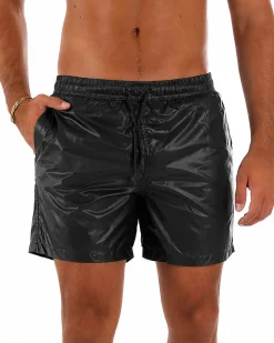 Costume da bagno bermuda mare uomo boxer lucido coulisse nero GIOSAL-SU1258A