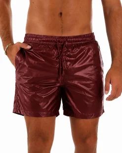 Costume da bagno bermuda mare uomo boxer lucido coulisse rosso GIOSAL-SU1265A