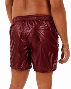 Costume da bagno bermuda mare uomo boxer lucido coulisse rosso GIOSAL-SU1265A