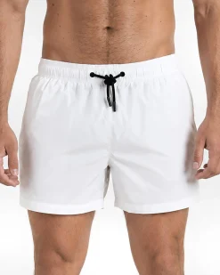 Costume da bagno bermuda mare uomo boxer con coulisse stampa retro bianco ICON-IUW001