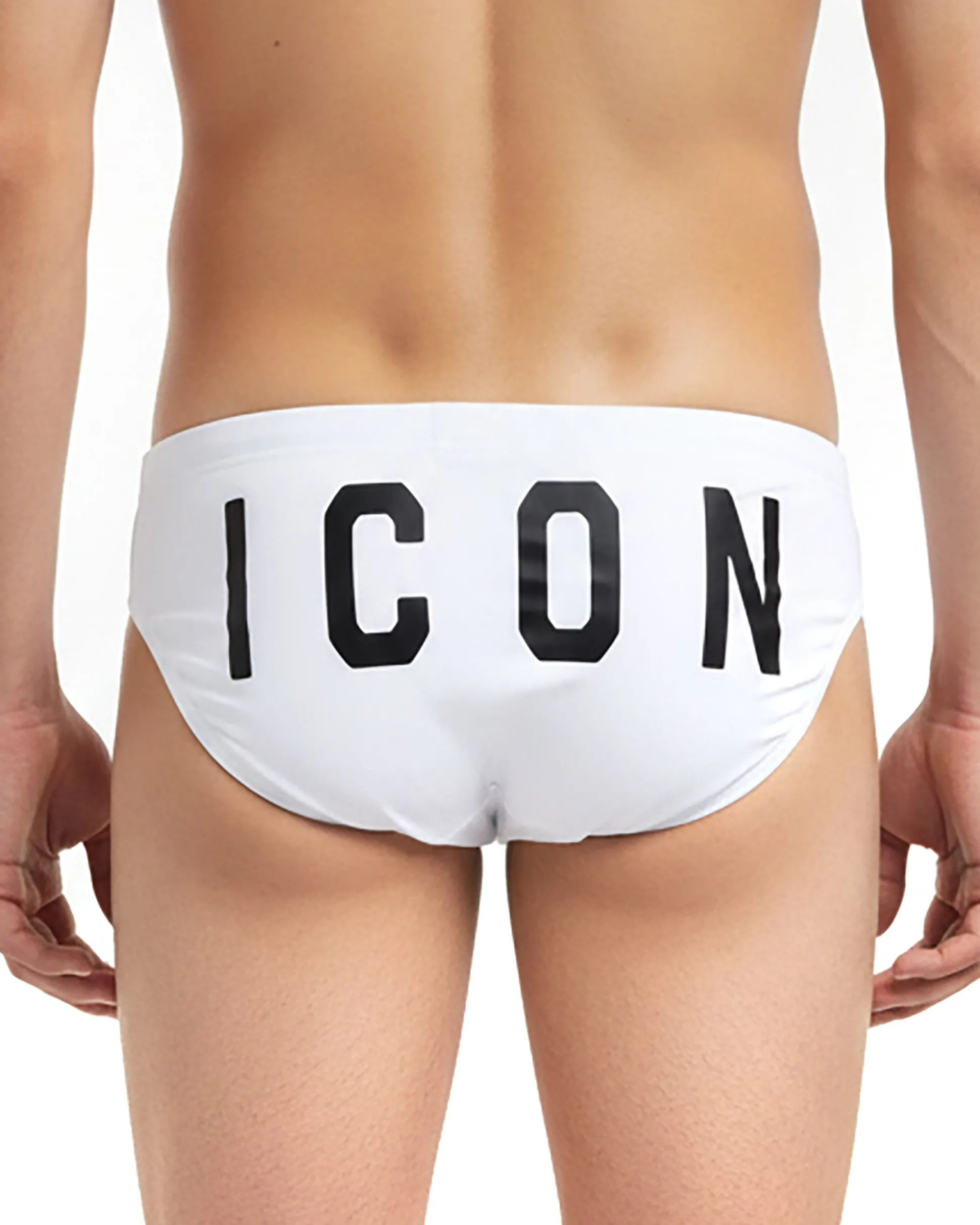 Costume da bagno slip mare uomo elasticizzato stampa retro taglio sportivo bianco ICON IUW014