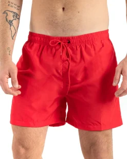 Costume Da Bagno Summer Pantaloncino Boxer Elastico Tinta Unita Rosso GIOSAL-SU1133A