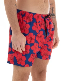 Costume Da Bagno Uomo Boxer Fantasia Fiori Blu Elastico GIOSAL-SU1142A