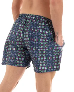 Costume Uomo Boxer Mare Fantasia Quadrettini Viola GIOSAL-SU1205A