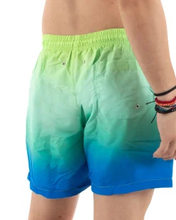 Costume Uomo Boxer Mare Pantaloncino Corto Colorato Bicolore Azzurro GIOSAL-SU1220A