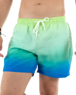 Costume Uomo Boxer Mare Pantaloncino Corto Colorato Bicolore Azzurro GIOSAL-SU1220A