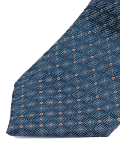 Cravatta uomo unisex in effetto seta con micro quadrati concentrici jacquard multicolore blu tenue GIOSAL-CP1183A