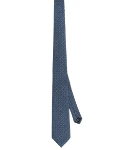 Cravatta uomo unisex in effetto seta con micro quadrati concentrici jacquard multicolore blu tenue GIOSAL-CP1183A