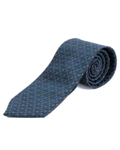 Cravatta uomo unisex in effetto seta con micro quadrati concentrici jacquard multicolore blu tenue GIOSAL-CP1183A