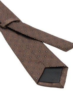 Cravatta uomo unisex in effetto seta con micro quadrati jacquard bicolore marrone caffè GIOSAL-CP1182A