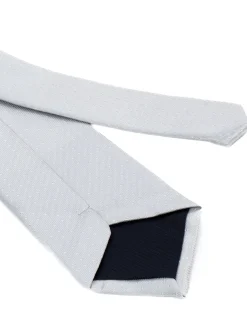 Cravatta uomo unisex slim in effetto seta con micro pois jacquard trama twill bianco GIOSAL-CP1190A