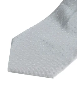 Cravatta uomo unisex slim in effetto seta con micro pois jacquard trama twill bianco GIOSAL-CP1190A