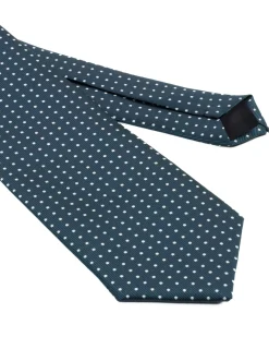 Cravatta uomo unisex slim in effetto seta con micro pois a contrasto trama twill petrolio GIOSAL-CP1189A