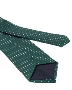 Cravatta uomo unisex slim in effetto seta con micro pois a contrasto trama twill verde GIOSAL-CP1188A