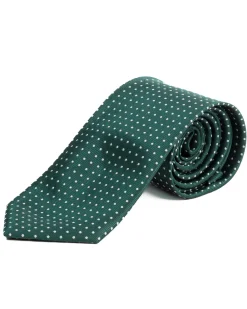 Cravatta uomo unisex slim in effetto seta con micro pois a contrasto trama twill verde GIOSAL-CP1188A