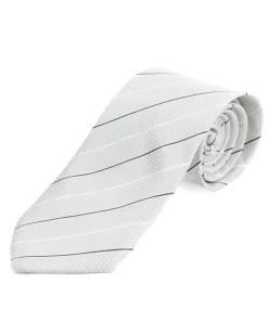 Cravatta uomo unisex slim in effetto seta con riga sottile a contrasto micro quadrati bianco GIOSAL-CP1186A