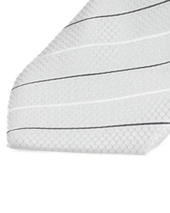 Cravatta uomo unisex slim in effetto seta con riga sottile a contrasto micro quadrati bianco GIOSAL-CP1186A