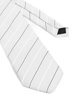 Cravatta uomo unisex slim in effetto seta con riga sottile a contrasto micro quadrati bianco GIOSAL-CP1186A
