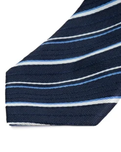 Cravattino uomo unisex cravatta slim in effetto seta con righe diagonali a doppio filato blu GIOSAL-CP1184A