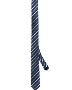 Cravattino uomo unisex cravatta slim in effetto seta con righe diagonali a doppio filato blu GIOSAL-CP1184A