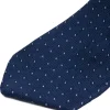 Cravattino uomo unisex cravatta slim in effetto seta con micro pois doppio a contrasto jacquard diagonale blu notte GIOSAL-CP1180A