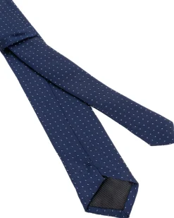 Cravattino uomo unisex cravatta slim in effetto seta con micro pois doppio a contrasto jacquard diagonale blu notte GIOSAL-CP1180A