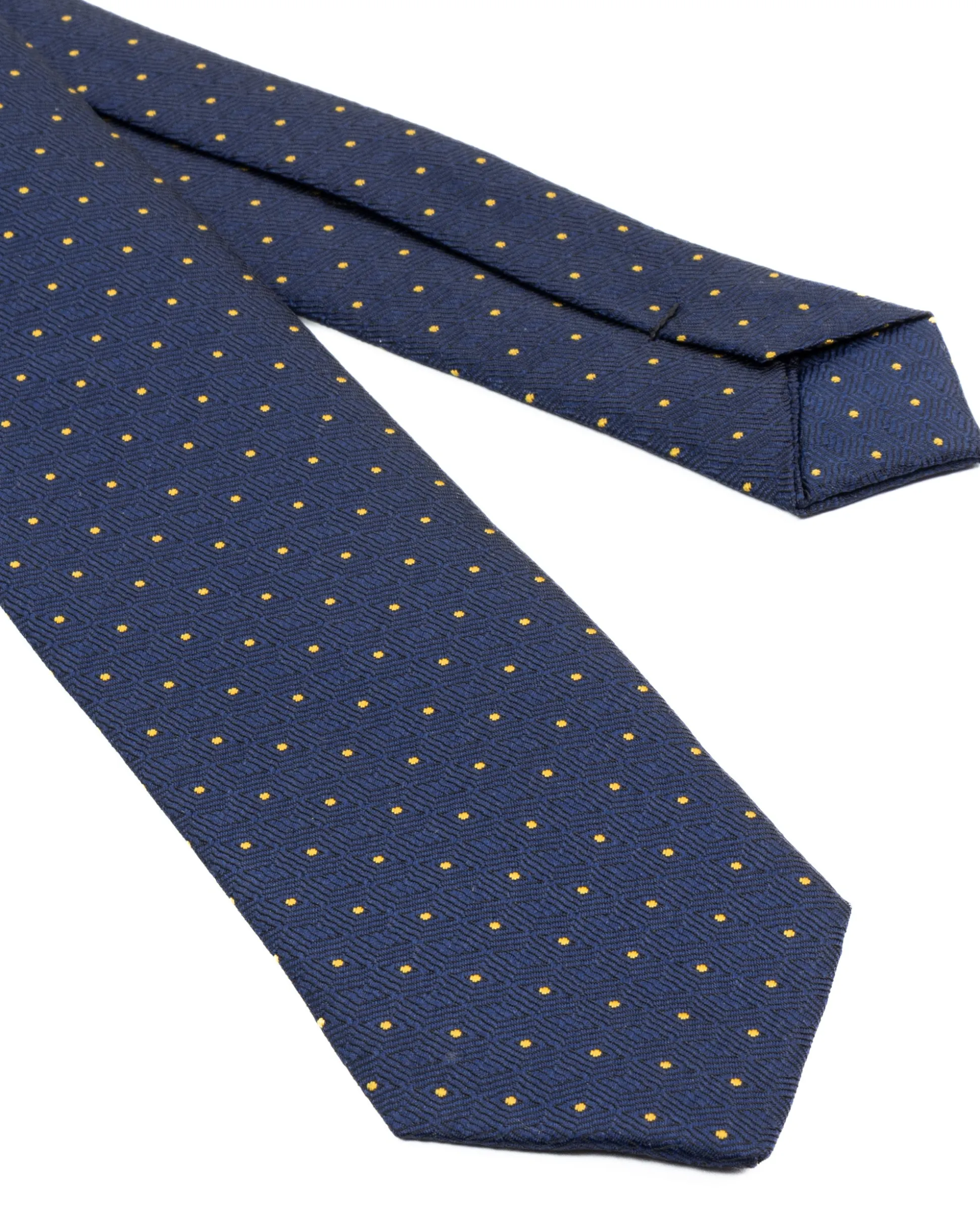 Cravattino uomo unisex cravatta slim in effetto seta con micro pois a contrasto jacquard blu notte GIOSAL-CP1179A