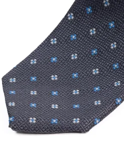 Cravattino uomo unisex cravatta slim in effetto seta con micro fiori jacquard bicolore blu notte GIOSAL-CP1178A