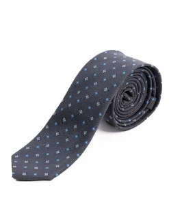 Cravattino uomo unisex cravatta slim in effetto seta con micro fiori jacquard bicolore blu notte GIOSAL-CP1178A