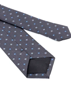 Cravattino uomo unisex cravatta slim in effetto seta con micro fiori jacquard bicolore blu notte GIOSAL-CP1178A
