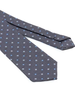 Cravattino uomo unisex cravatta slim in effetto seta con micro fiori jacquard bicolore blu notte GIOSAL-CP1178A