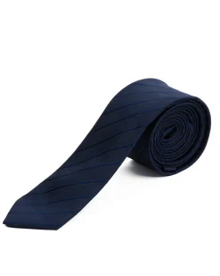 Cravattino uomo unisex cravatta slim in effetto seta con righe diagonali jacquard blu GIOSAL-CP1177A